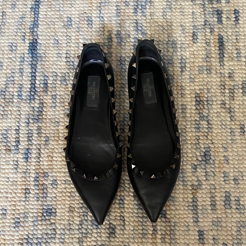 Valentino Black Studded Flats